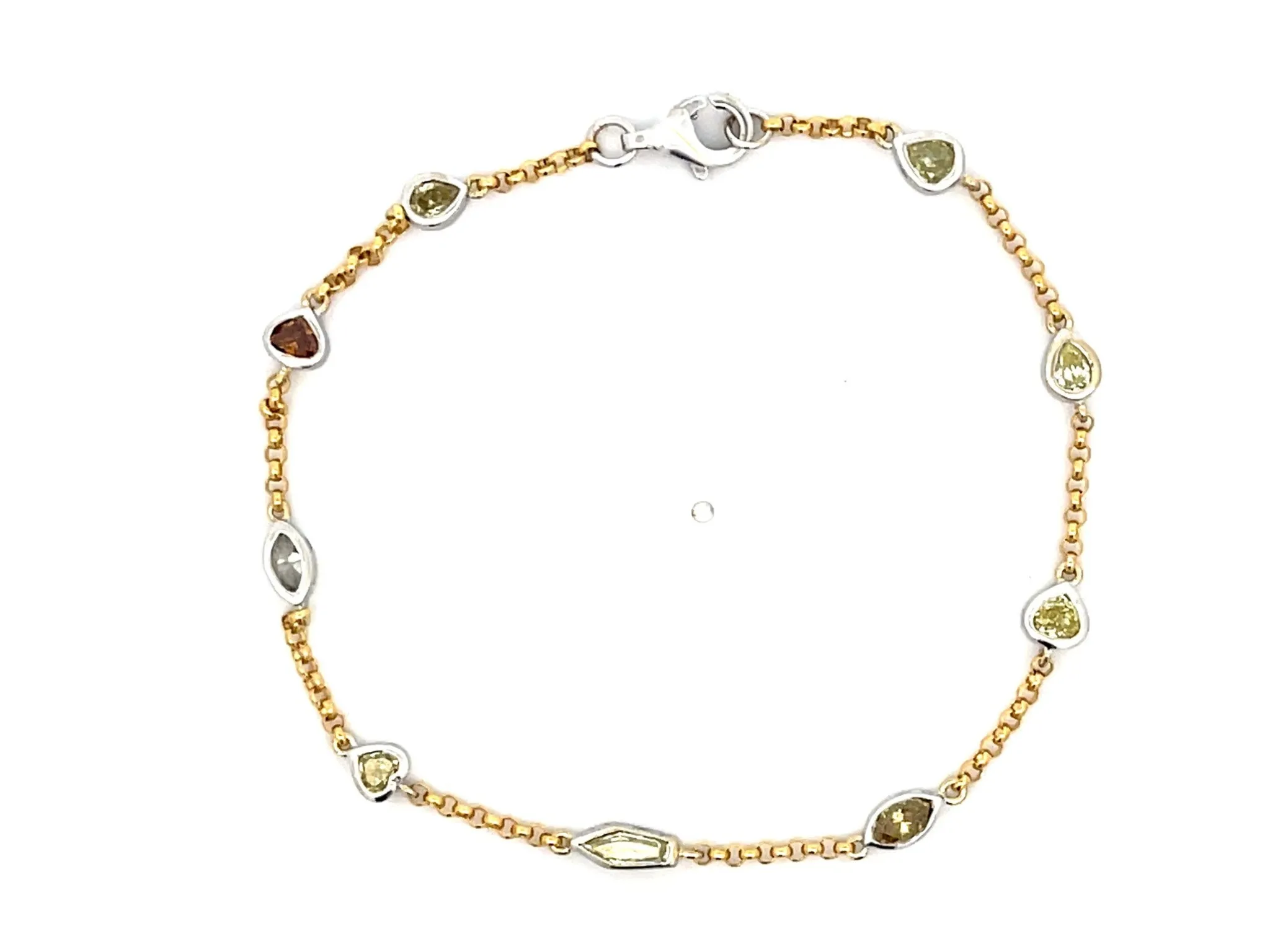 Diamonds by the Yard Multi Color and Shape Diamond Bracelet in 18k Gold
