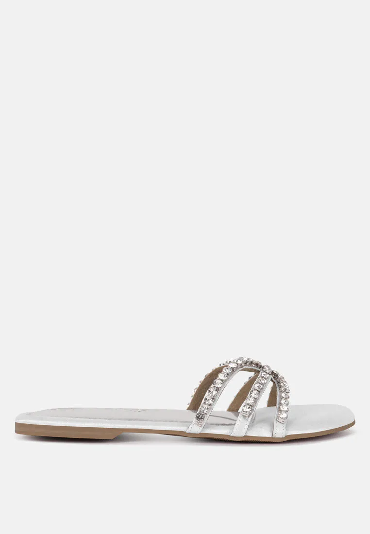 Dimante Strap Flat Sandals