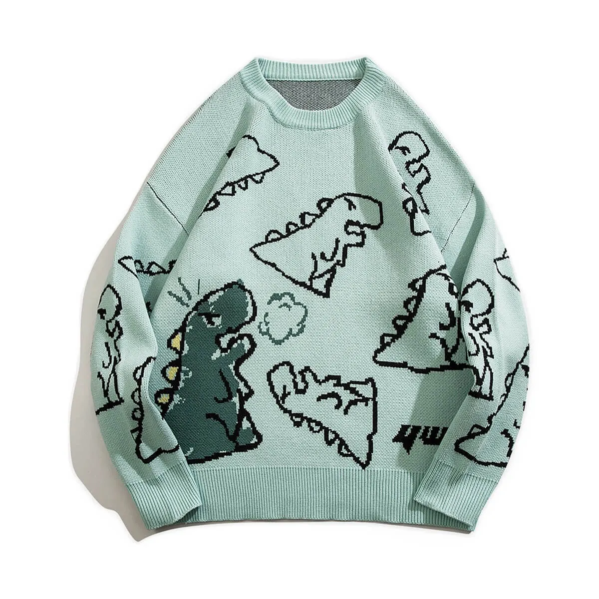 Dino Graphic Jacquard  Knit Sweater