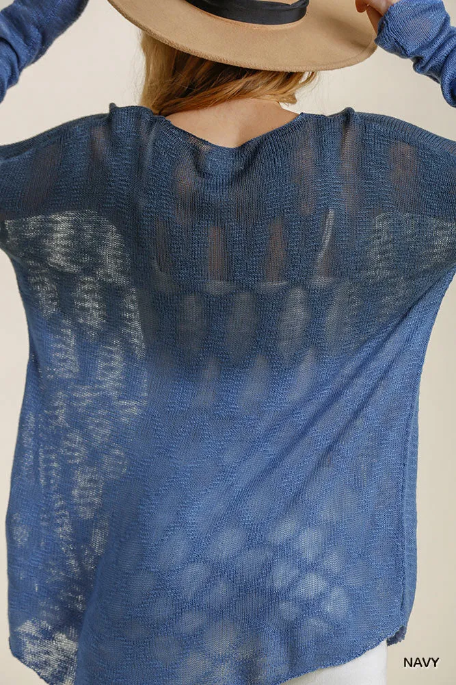 DIP DYE KNIT SWEATER IN NAVY