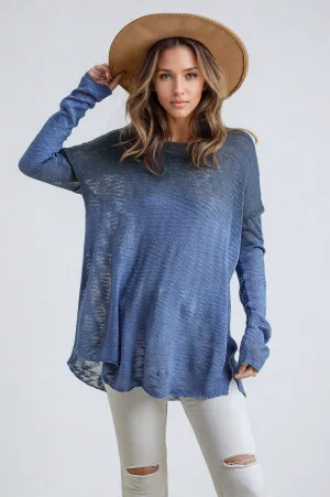 DIP DYE KNIT SWEATER IN NAVY