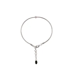 DNA Rhodium Plated Sterling Silver and Diamond Bracelet