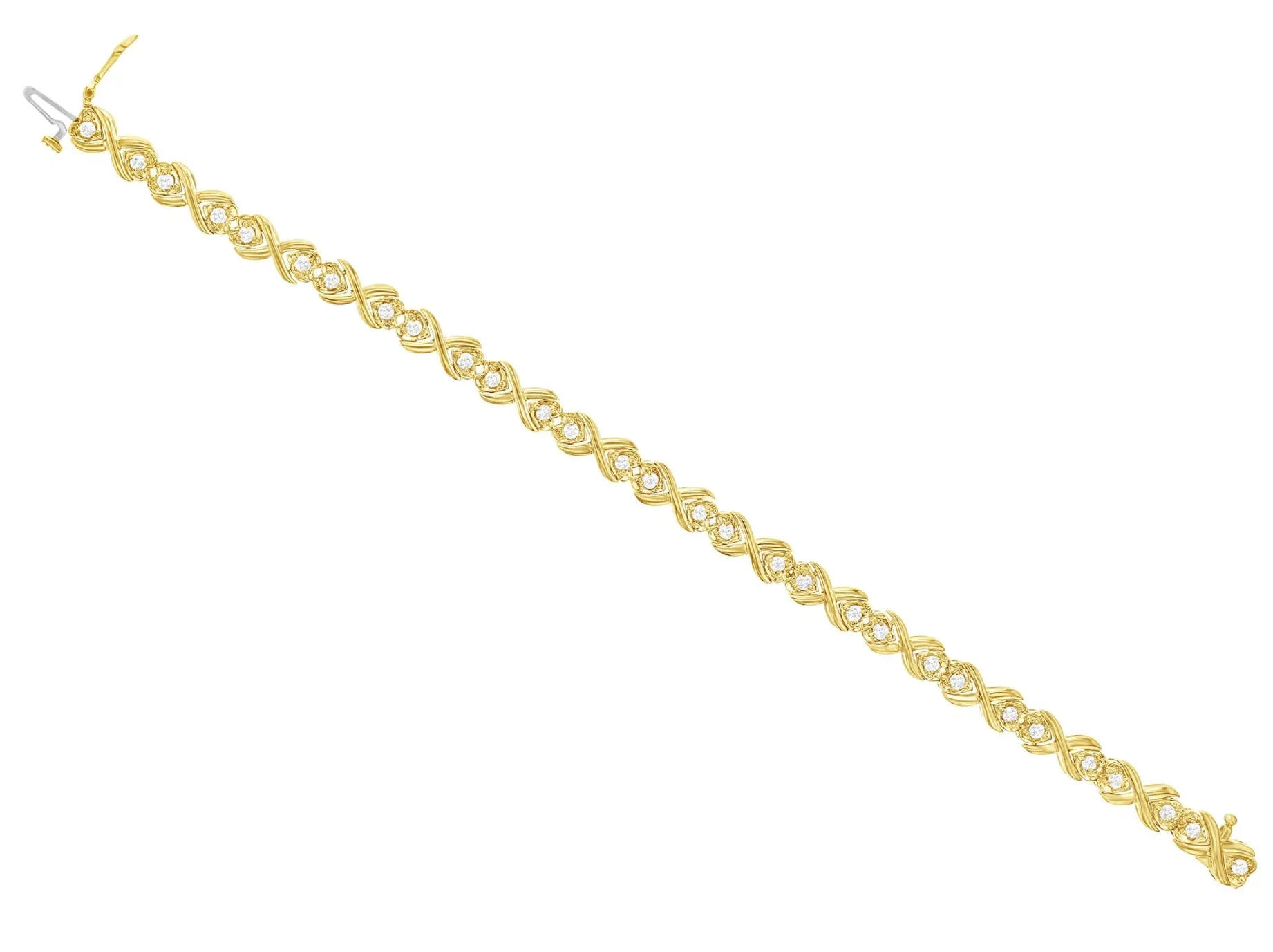 Double Heart Linked Diamond Tennis Bracelets