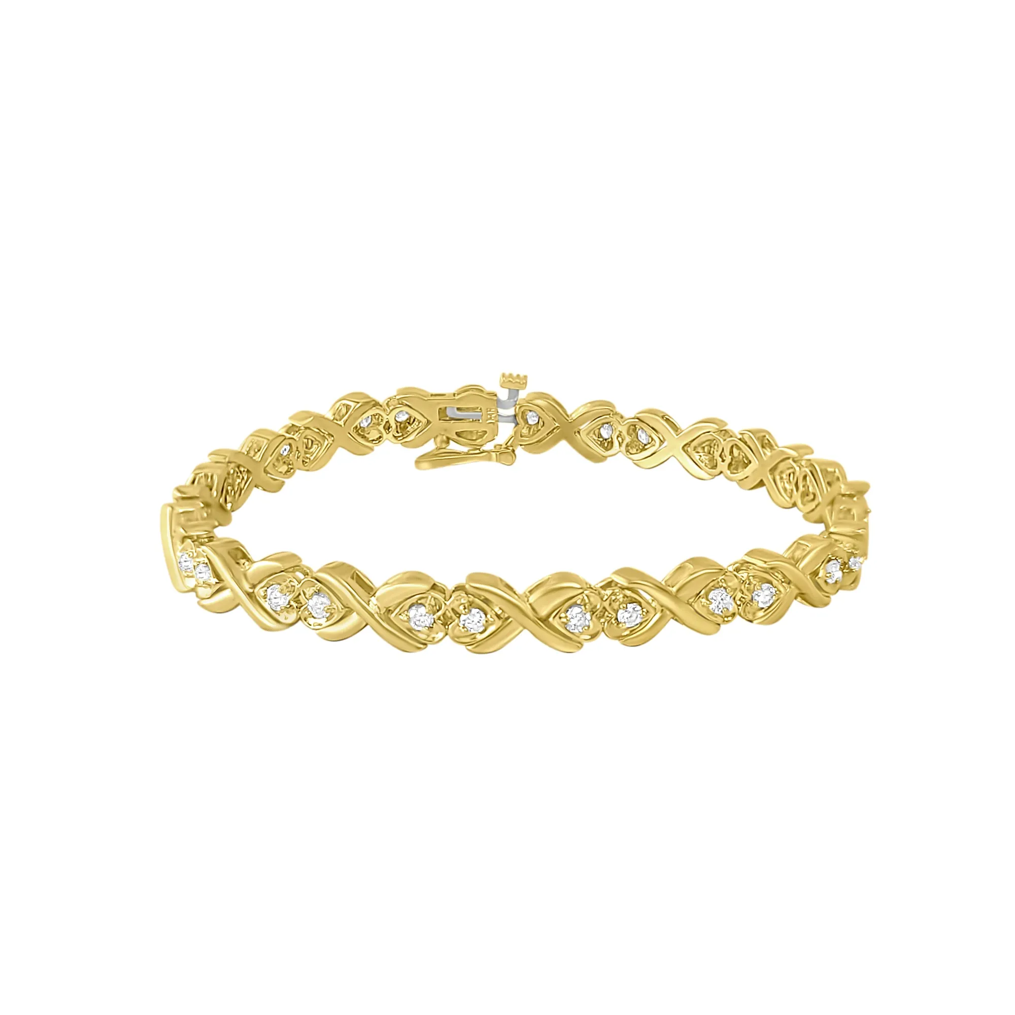 Double Heart Linked Diamond Tennis Bracelets