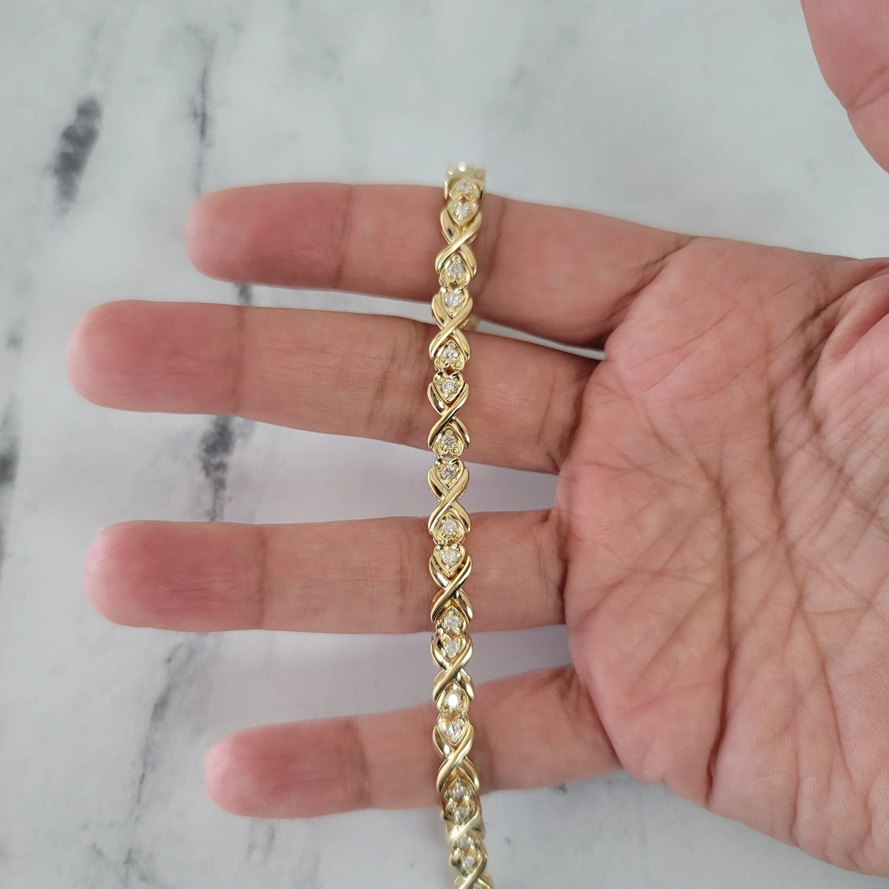 Double Heart Linked Diamond Tennis Bracelets