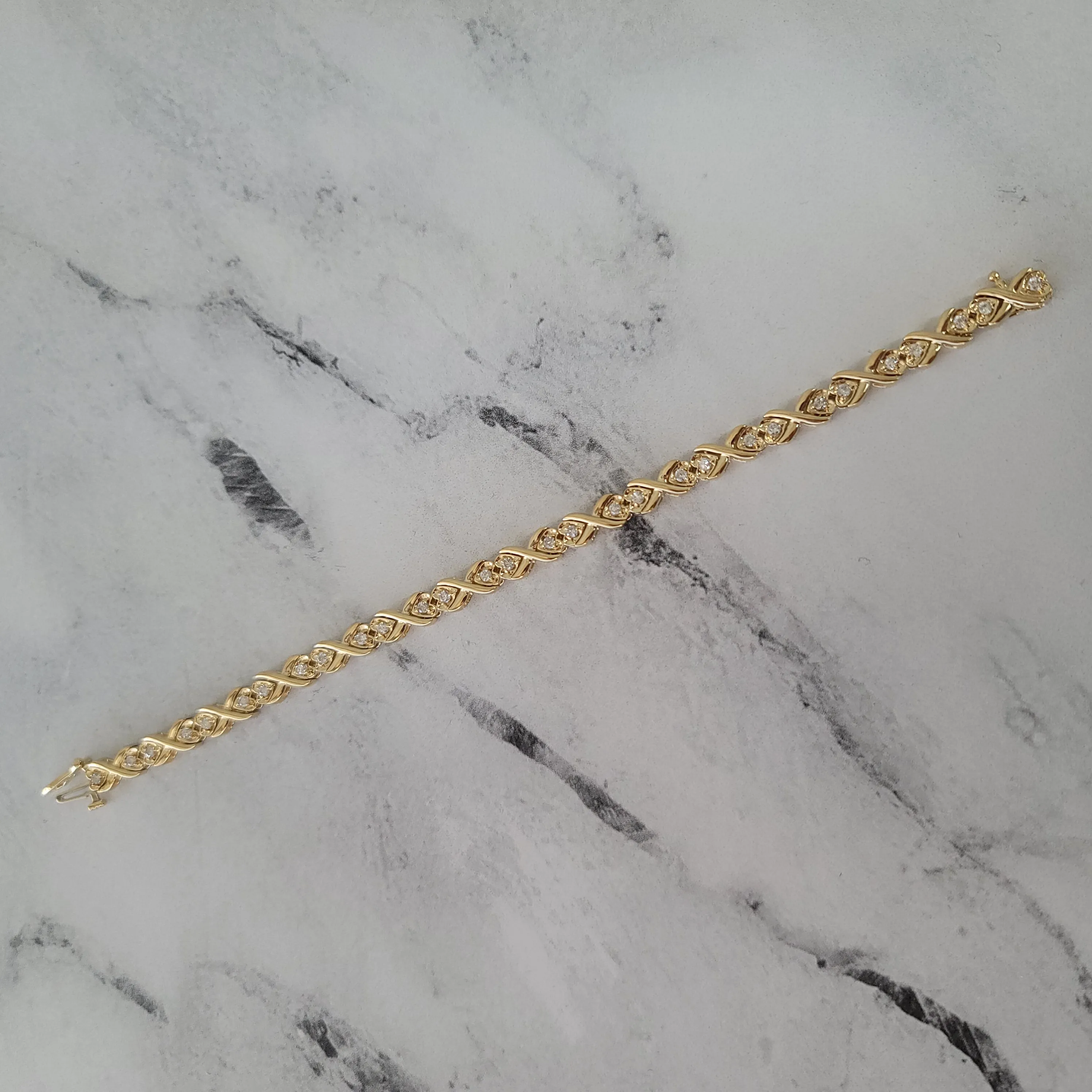 Double Heart Linked Diamond Tennis Bracelets