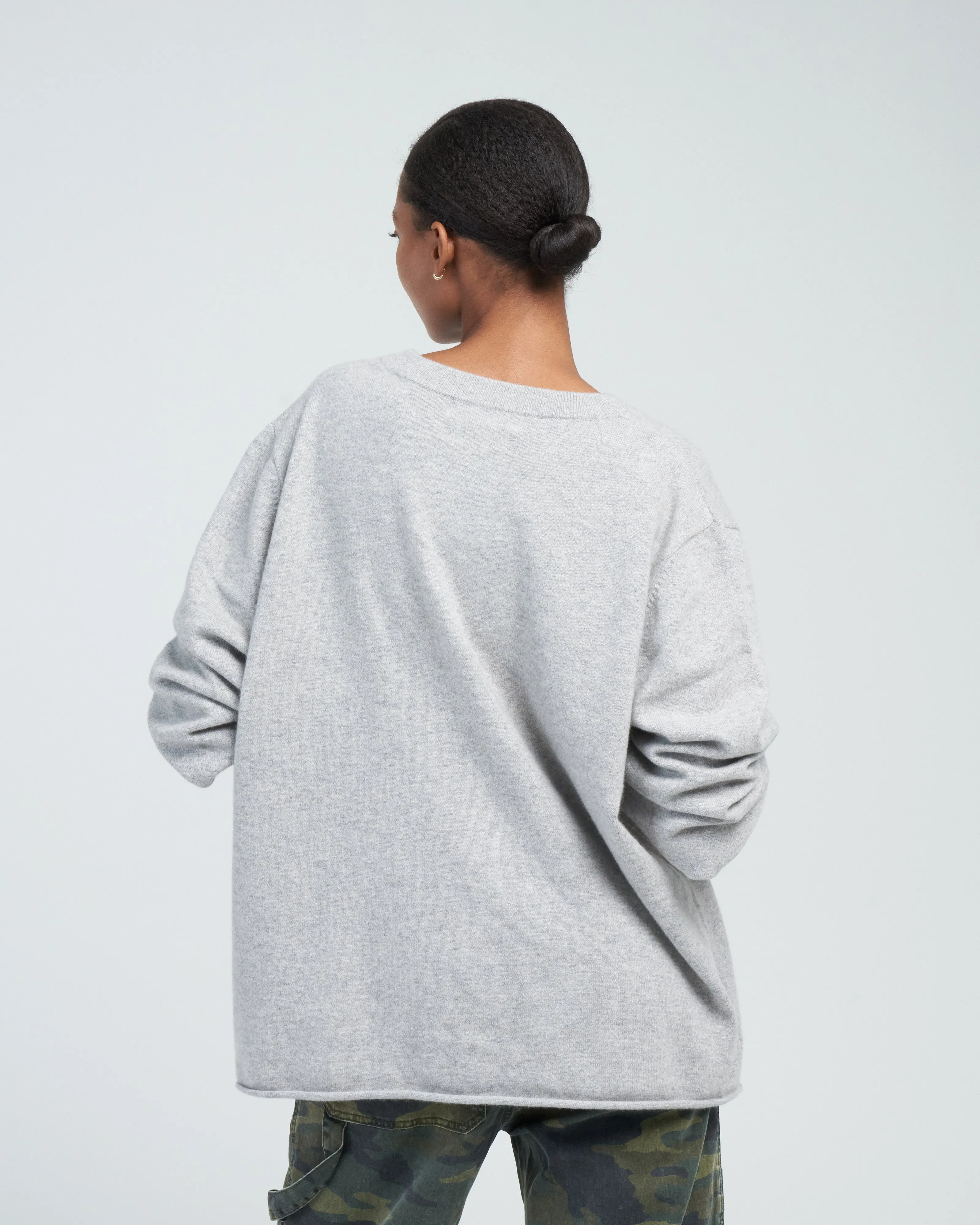 draped sleeve henley - grey