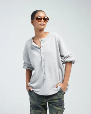 draped sleeve henley - grey