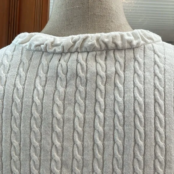 Eddie Bauer sweater cable knit pull over cotton V-neck white women’s size S