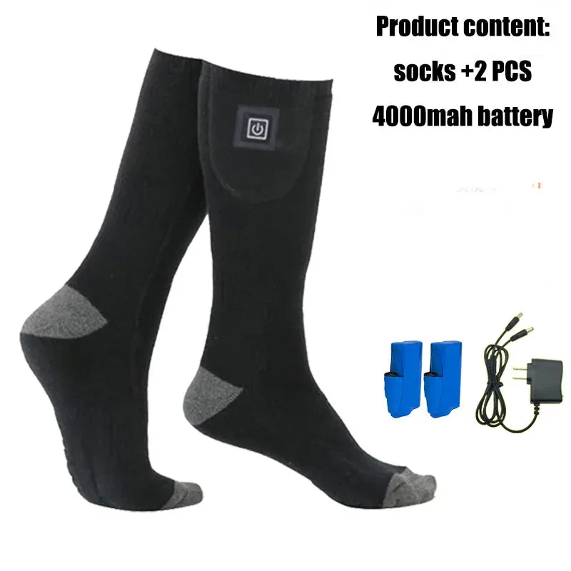 Electric Heating Socks for Outdoor Sports, 3-Speed Temperature Control, Warm Ski Socks for Camping, Bike and Motorcycle, Winter