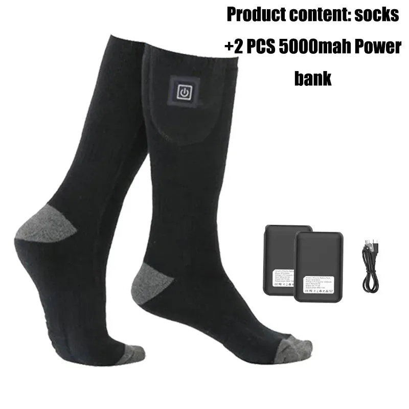 Electric Heating Socks for Outdoor Sports, 3-Speed Temperature Control, Warm Ski Socks for Camping, Bike and Motorcycle, Winter