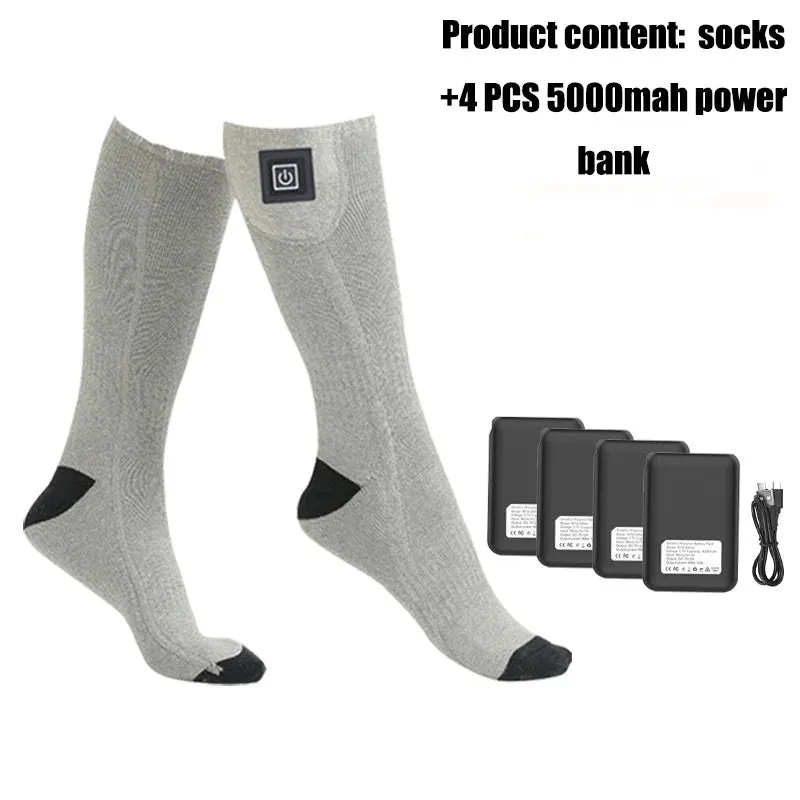 Electric Heating Socks for Outdoor Sports, 3-Speed Temperature Control, Warm Ski Socks for Camping, Bike and Motorcycle, Winter