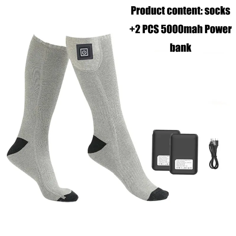 Electric Heating Socks for Outdoor Sports, 3-Speed Temperature Control, Warm Ski Socks for Camping, Bike and Motorcycle, Winter