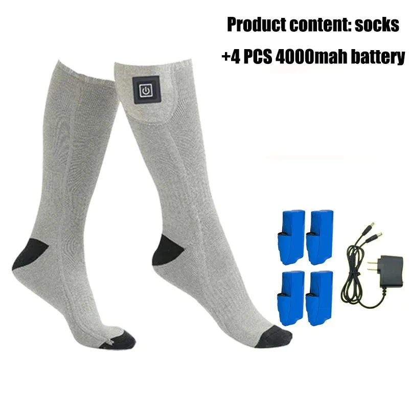 Electric Heating Socks for Outdoor Sports, 3-Speed Temperature Control, Warm Ski Socks for Camping, Bike and Motorcycle, Winter