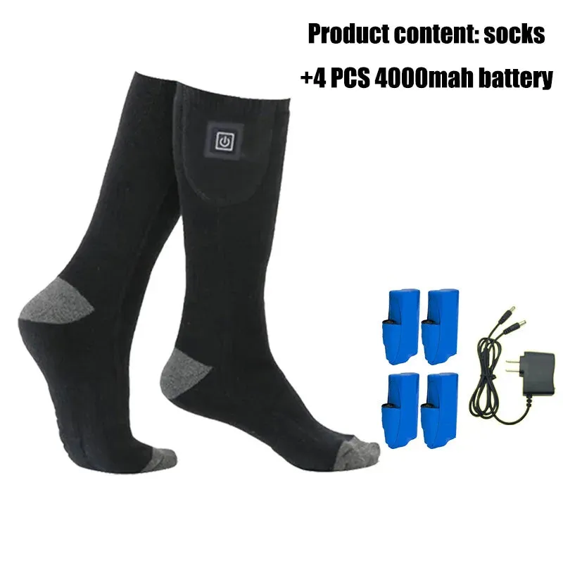 Electric Heating Socks for Outdoor Sports, 3-Speed Temperature Control, Warm Ski Socks for Camping, Bike and Motorcycle, Winter