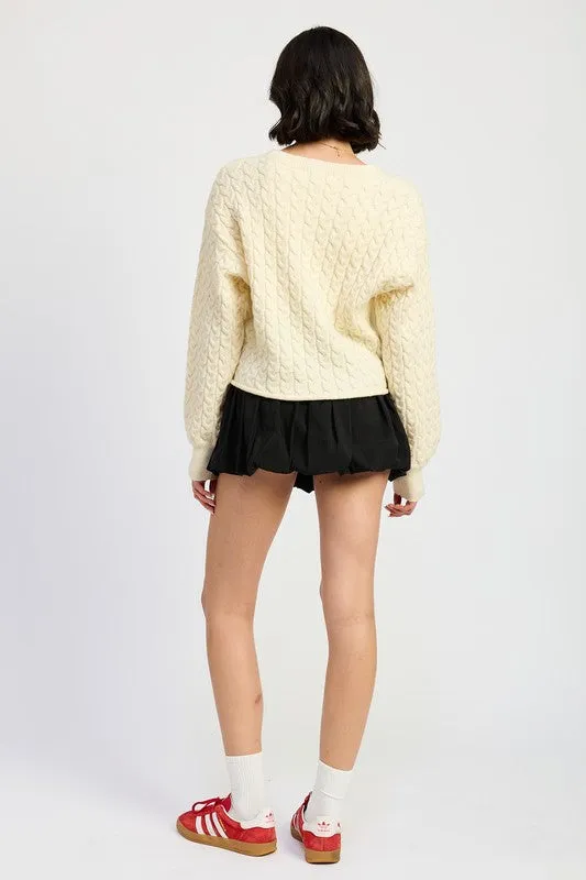 Emory Park CABLE KNIT CROPPED SWEATER