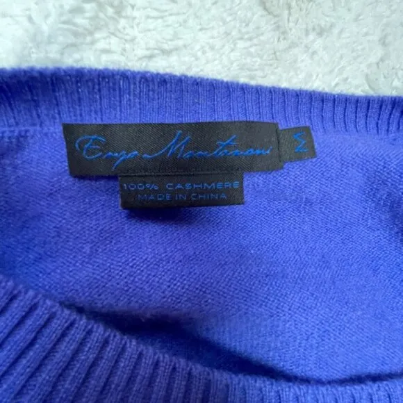 Enzo Mantovani Womens 100% Cashmere Sweater Medium Purple V-Neck Pullover Casual