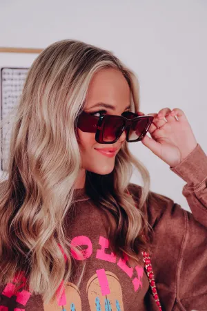 Fashion Frame Oversized Cat-Eye Sunglasses - Clear Brown