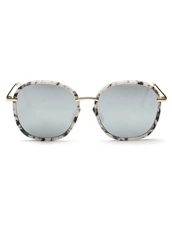 Fashion Marble Oversized Mirrored Sunglasses