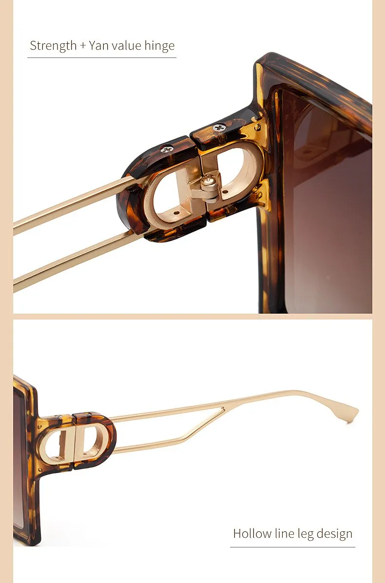 Fashion Protable Big Square Women Gradient Sunglasses