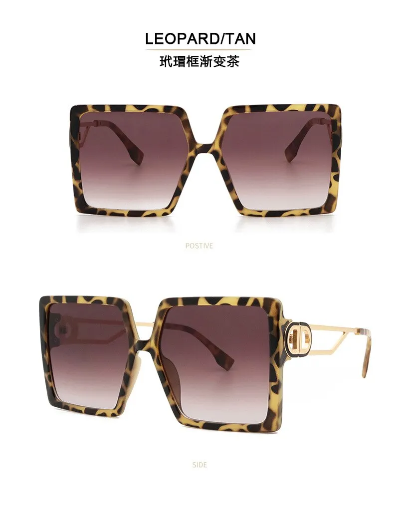 Fashion Protable Big Square Women Gradient Sunglasses