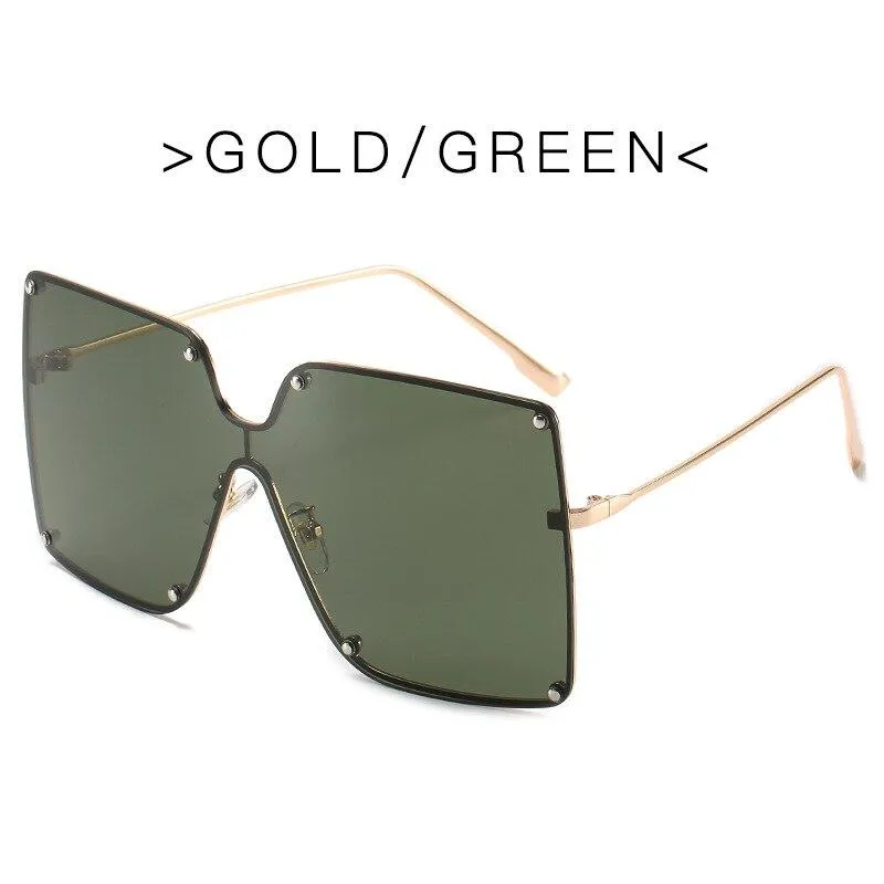 Fashion Square Sunglasses Women Designer 2021 Trend New Alloy Frame Oversize Gradient Shades