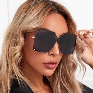 Fashion Square Sunglasses Women Designer 2021 Trend New Alloy Frame Oversize Gradient Shades