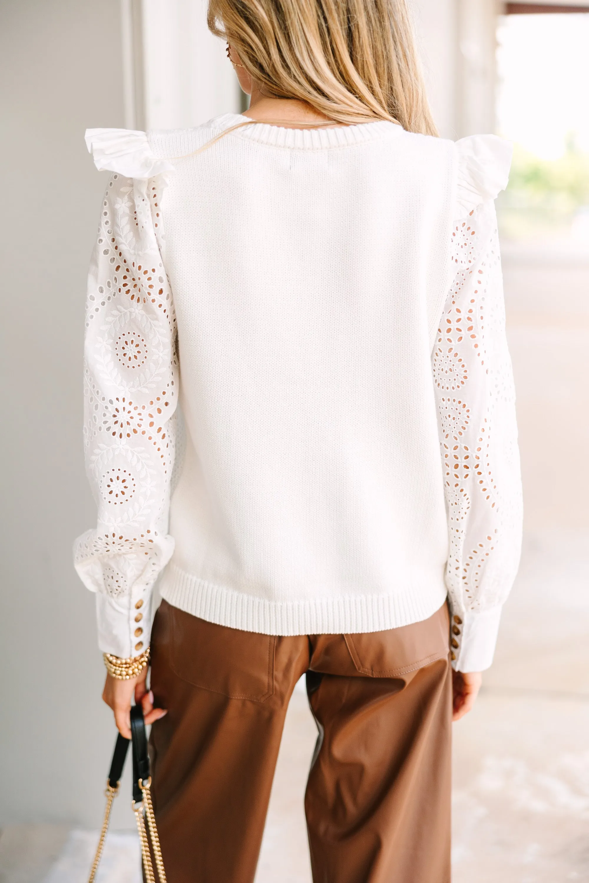 Fate: Heard About You WHite Eyelet Sweater