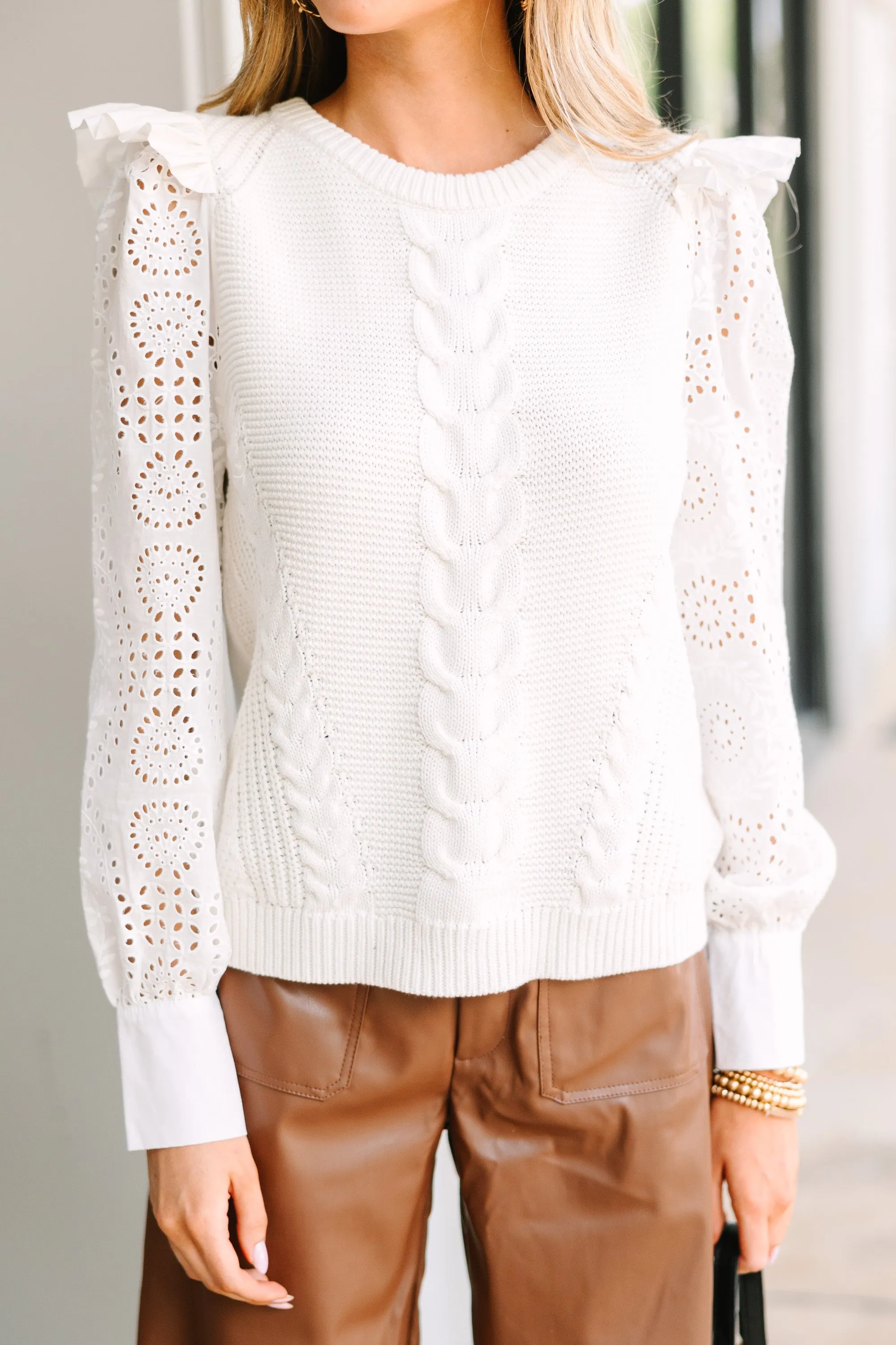 Fate: Heard About You WHite Eyelet Sweater