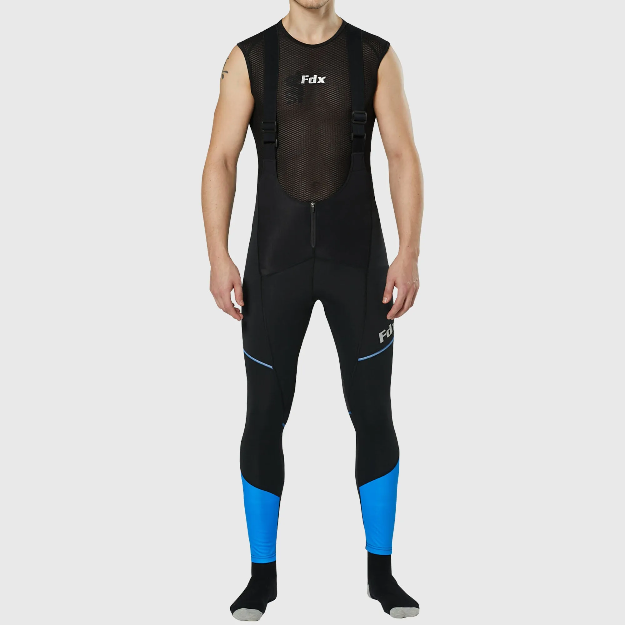 Fdx Azure Men's & Boy's Blue Thermal Padded Cycling Bib Tights