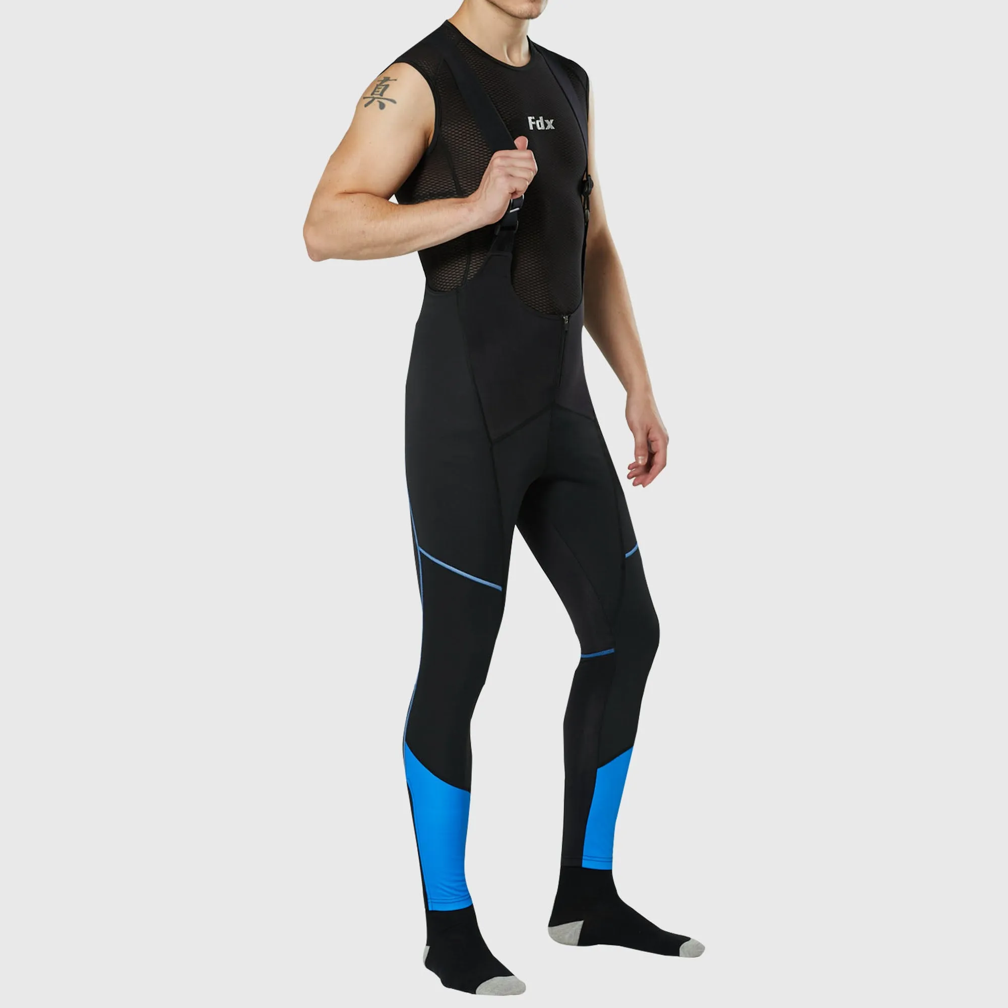 Fdx Azure Men's & Boy's Blue Thermal Padded Cycling Bib Tights