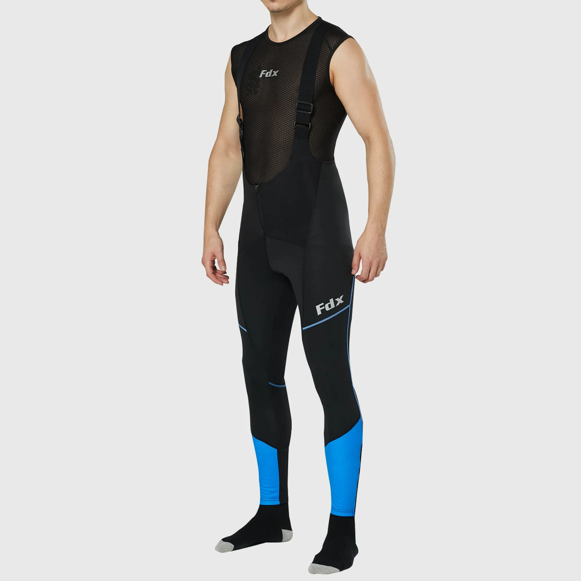Fdx Azure Men's & Boy's Blue Thermal Padded Cycling Bib Tights