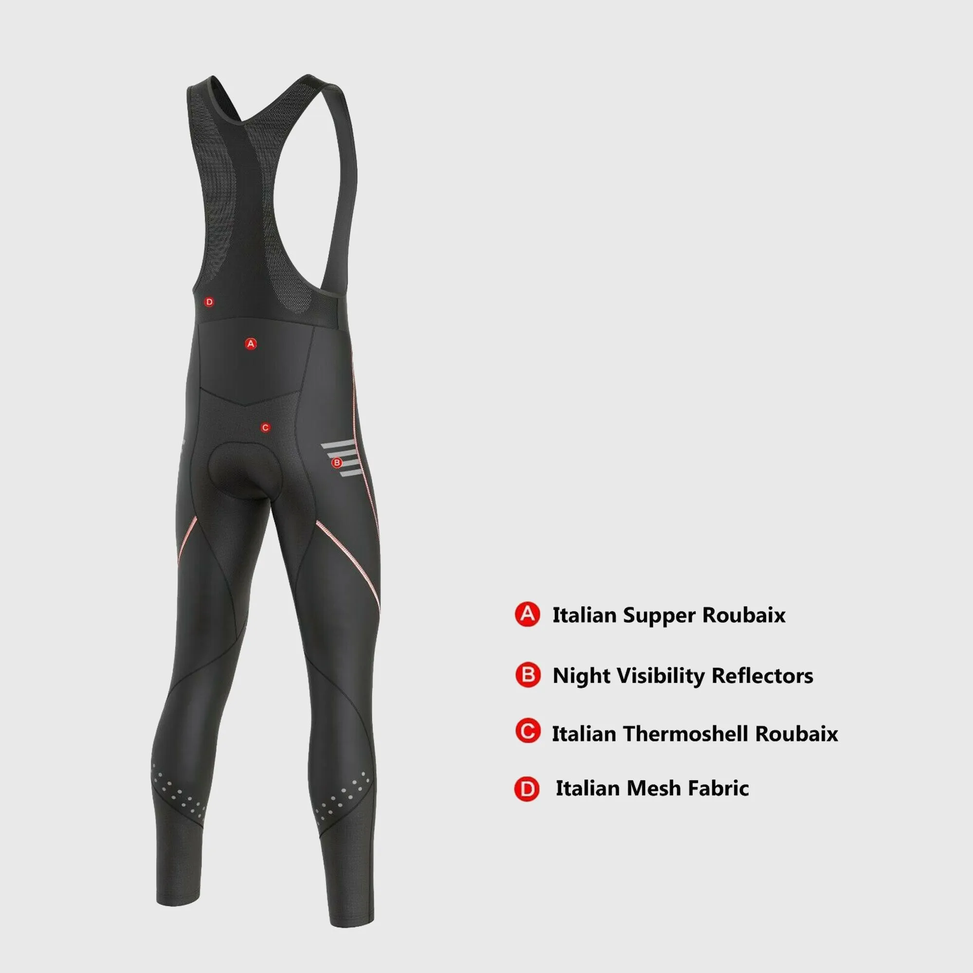 Fdx Divine Men's & Boy's Red Thermal Padded Cycling Bib Tights