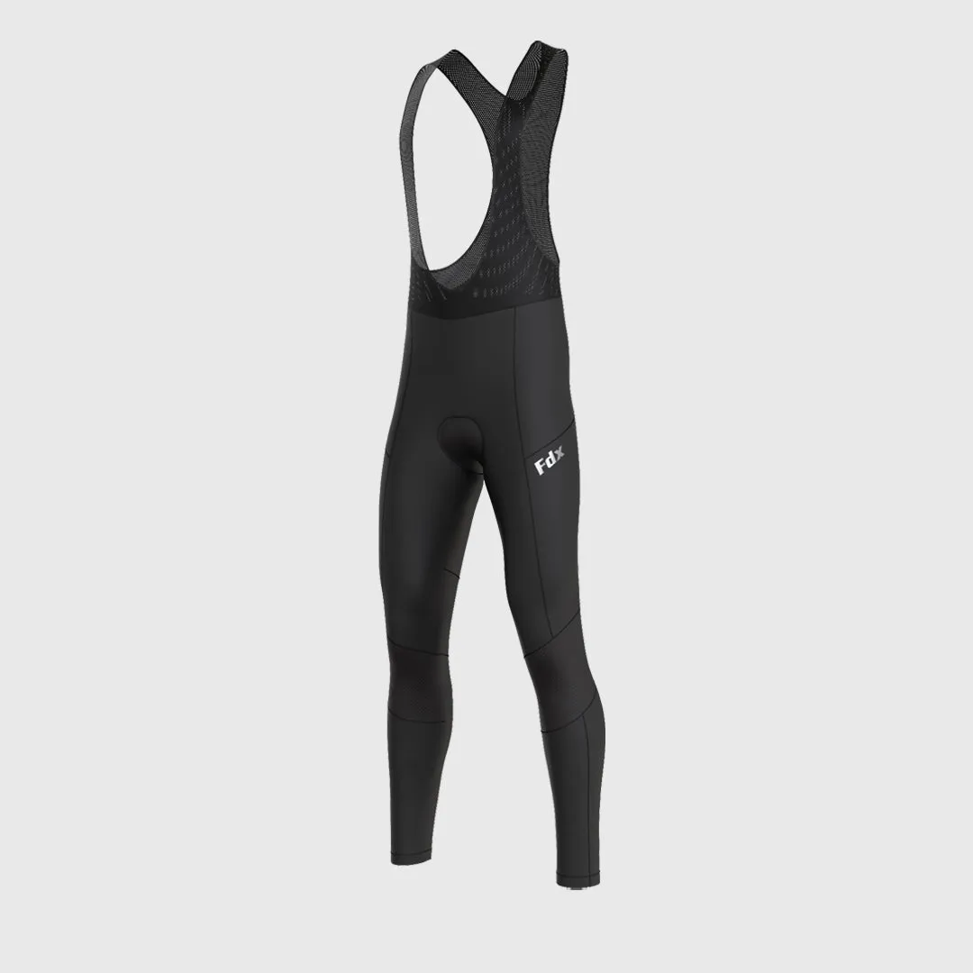 Fdx Men's & Boy's Set Duo Thermal Roubaix Long Sleeve Cycling Jersey & Bib Tights - Grey / Black