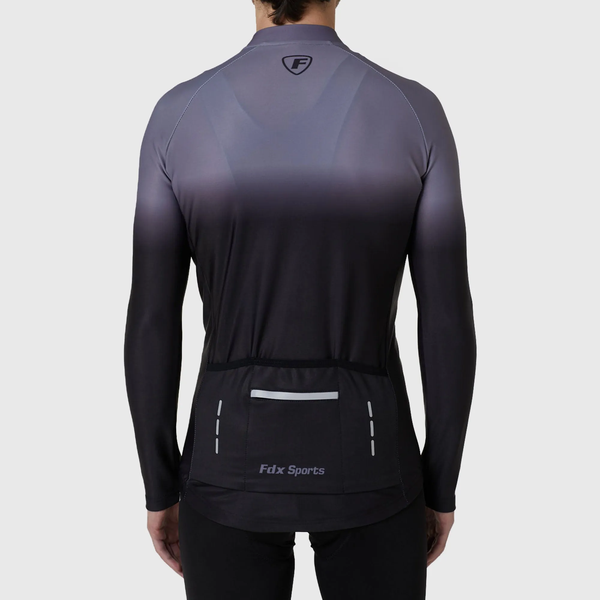 Fdx Men's & Boy's Set Duo Thermal Roubaix Long Sleeve Cycling Jersey & Bib Tights - Grey / Black