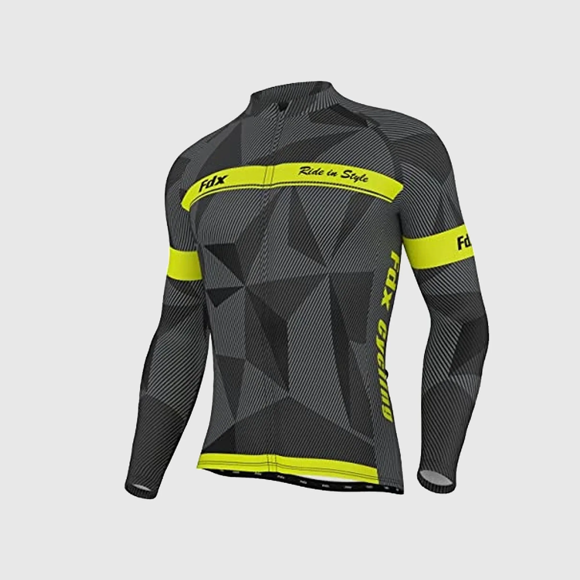 Fdx Men's & Boy's Set Splinter Thermal Roubaix Long Sleeve Cycling Jersey & Bib Tights - Yellow