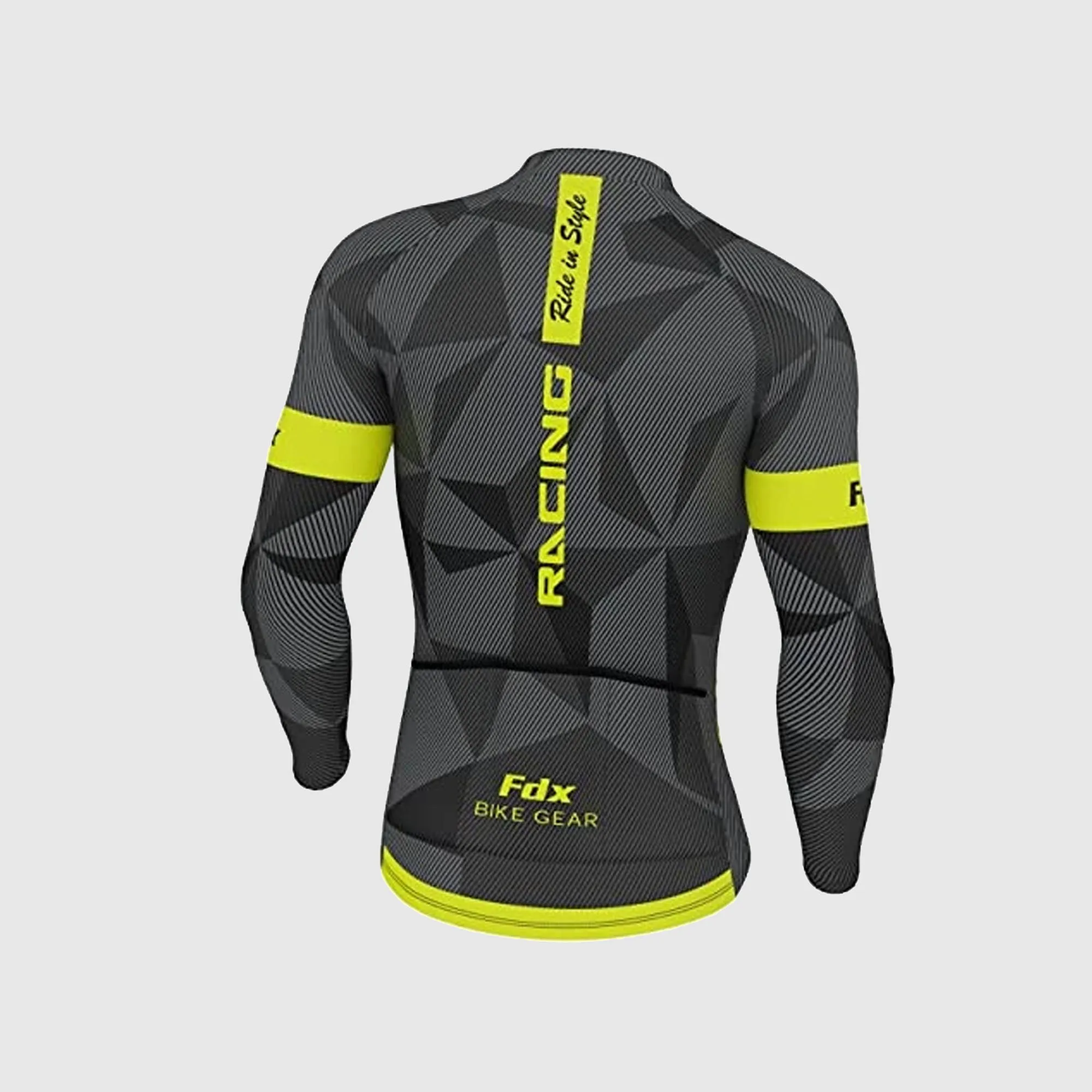 Fdx Men's & Boy's Set Splinter Thermal Roubaix Long Sleeve Cycling Jersey & Bib Tights - Yellow