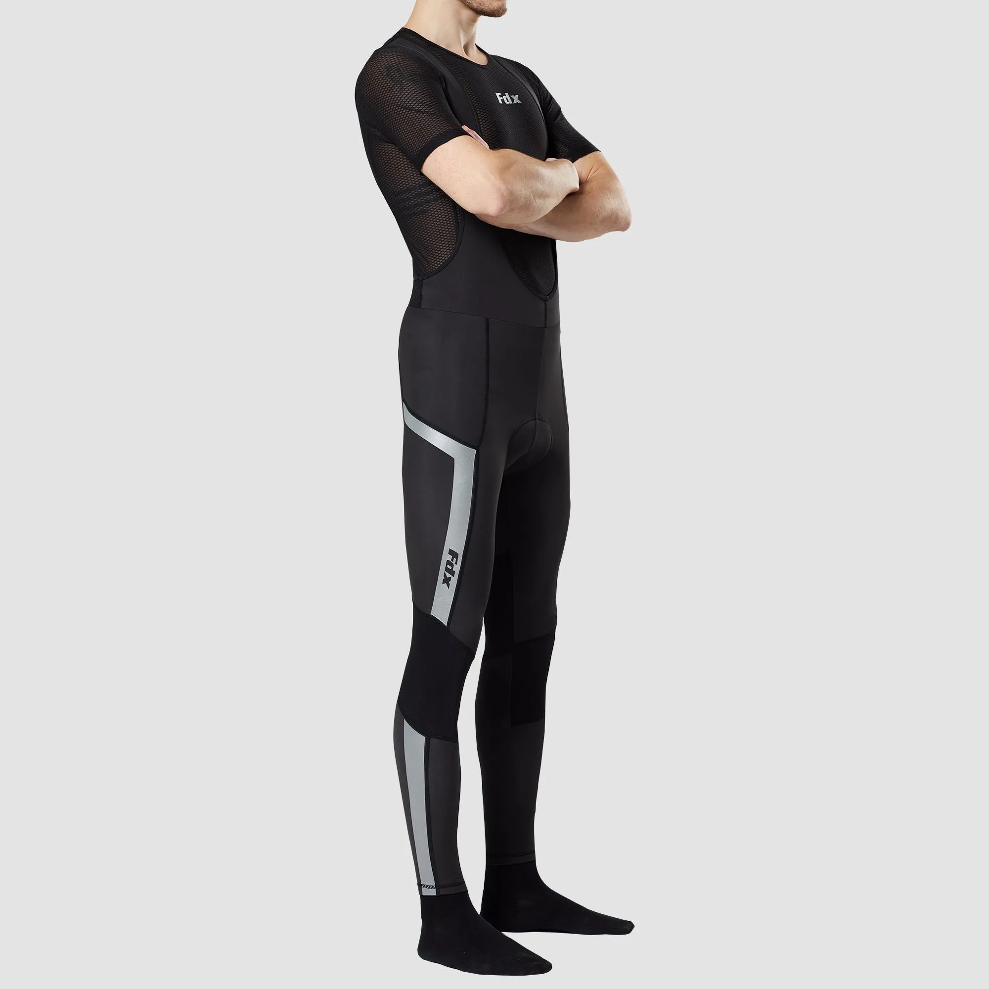 Fdx Morvo Men's & Boy's Black Thermal Padded Cycling Bib Tights