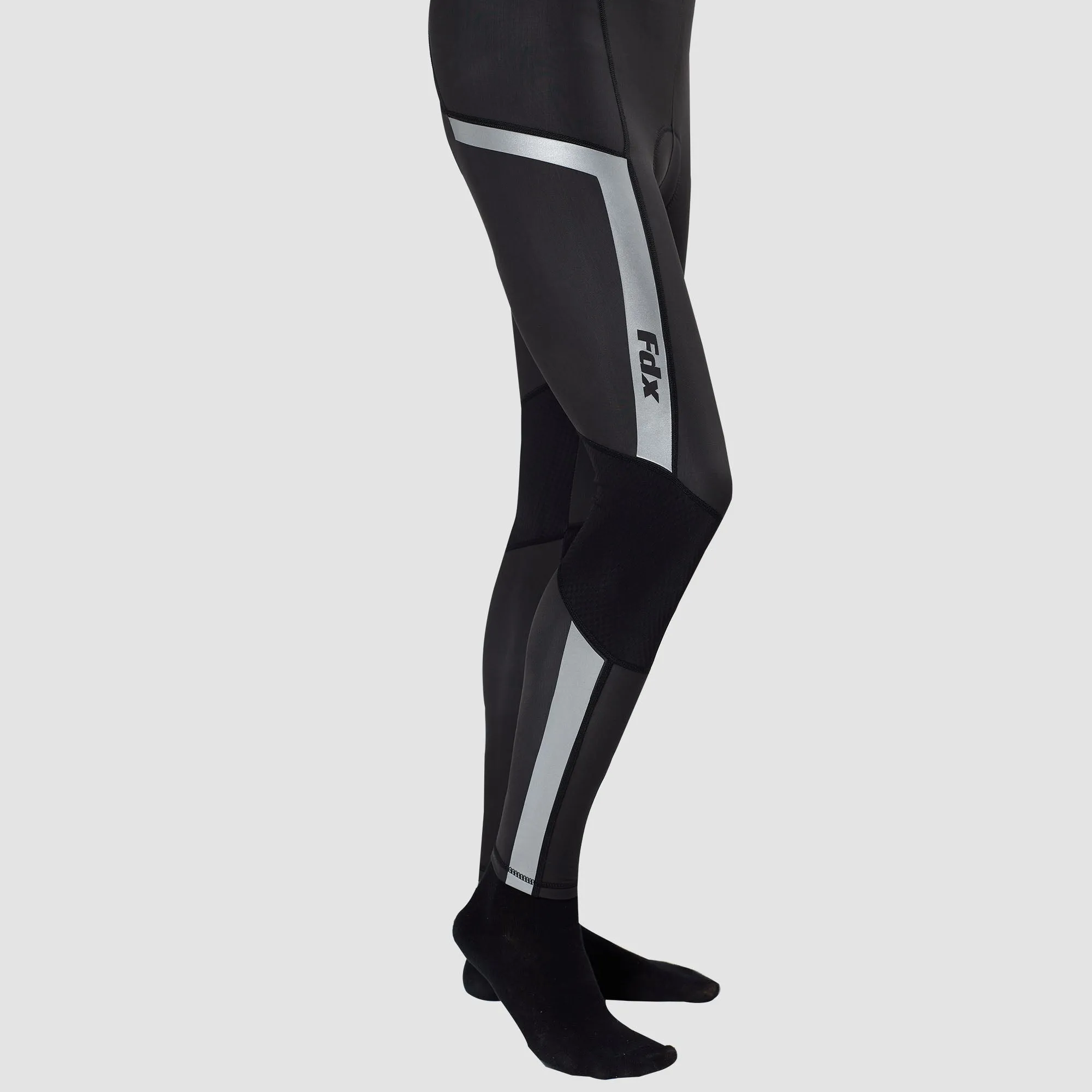 Fdx Morvo Men's & Boy's Black Thermal Padded Cycling Bib Tights