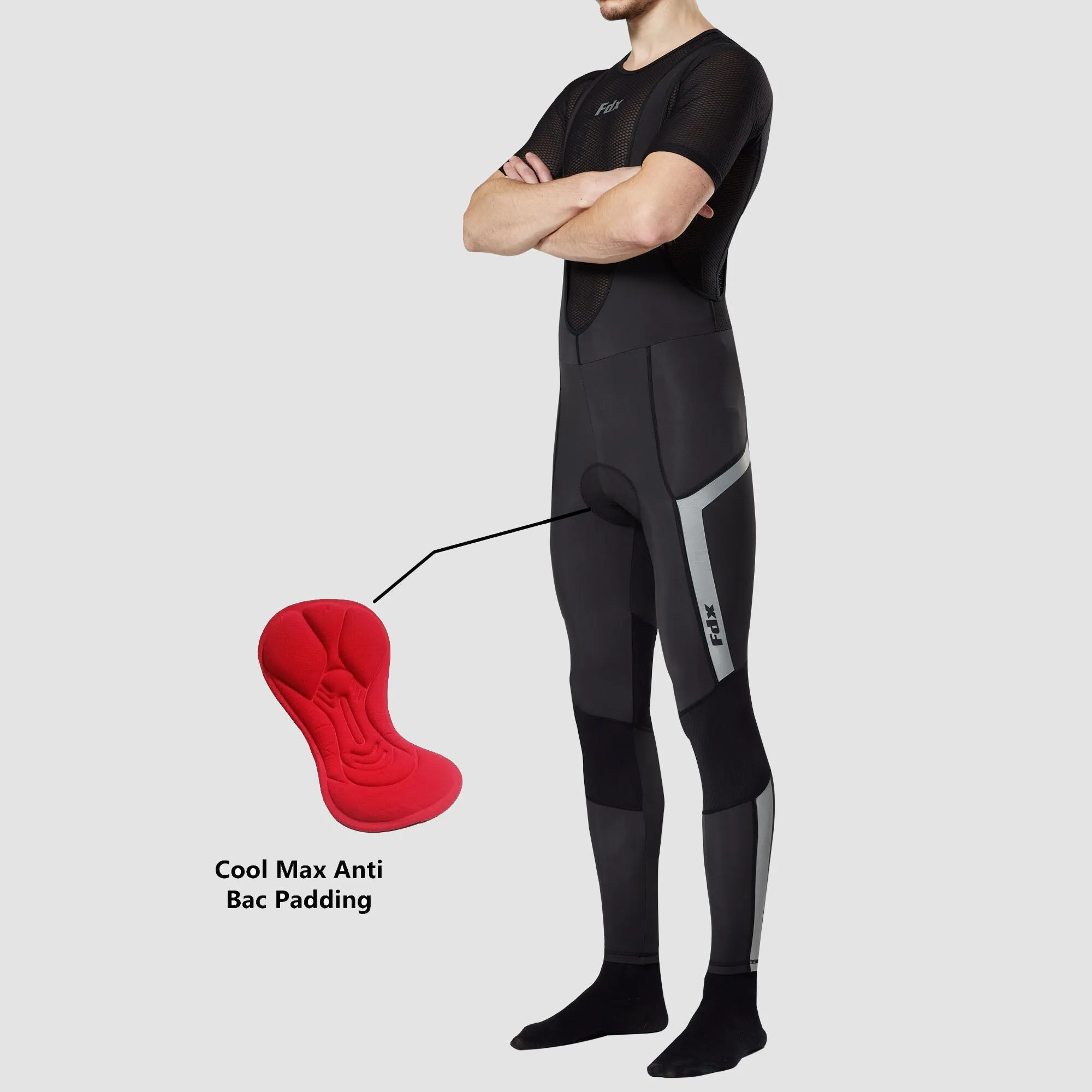 Fdx Morvo Men's & Boy's Black Thermal Padded Cycling Bib Tights