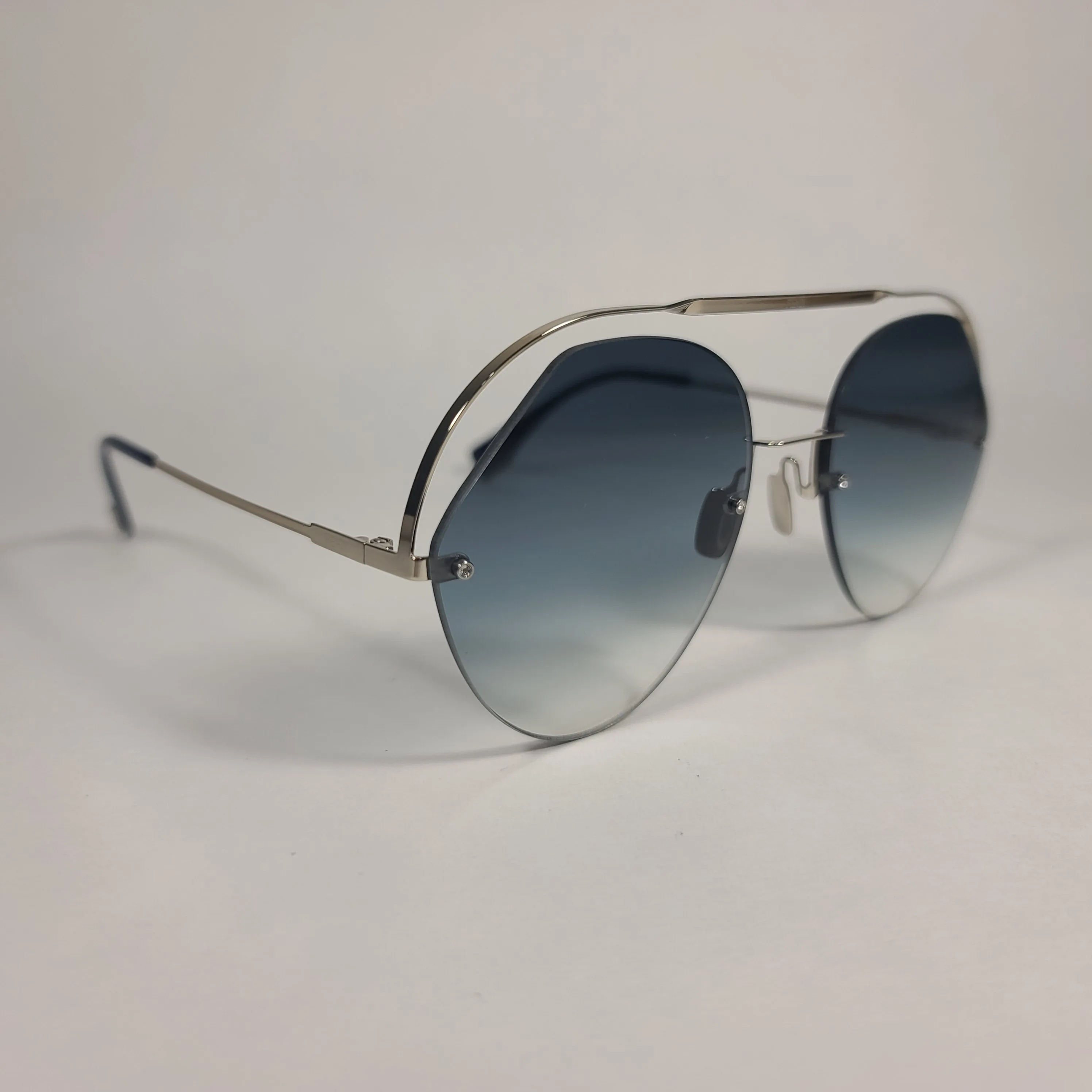 Fendi Exotic Aviator Sunglasses Metal Frame Blue Gradient FF0326/S PJP 08 BLUE