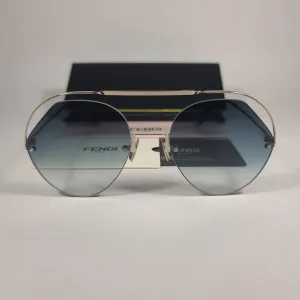 Fendi Exotic Aviator Sunglasses Metal Frame Blue Gradient FF0326/S PJP 08 BLUE