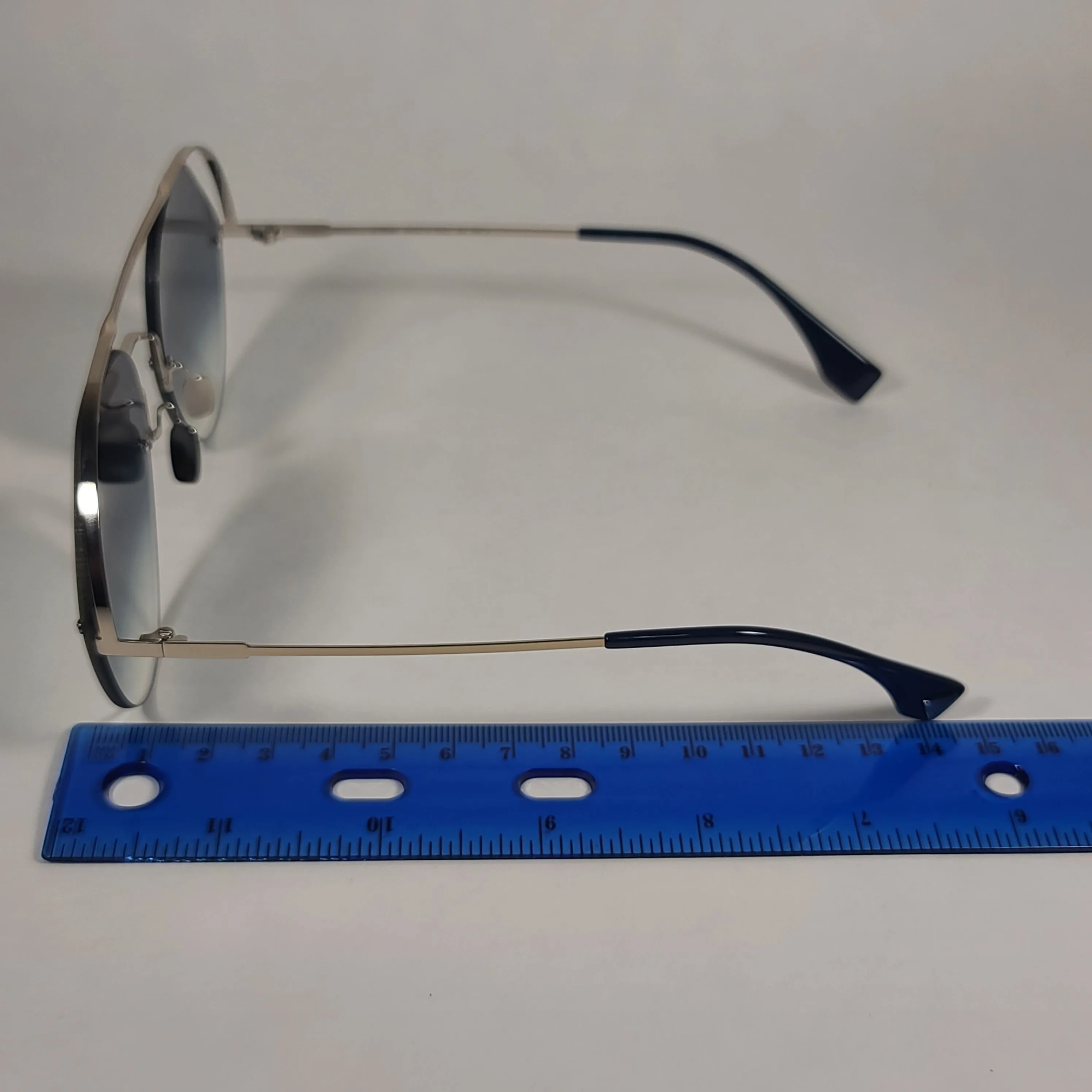 Fendi Exotic Aviator Sunglasses Metal Frame Blue Gradient FF0326/S PJP 08 BLUE