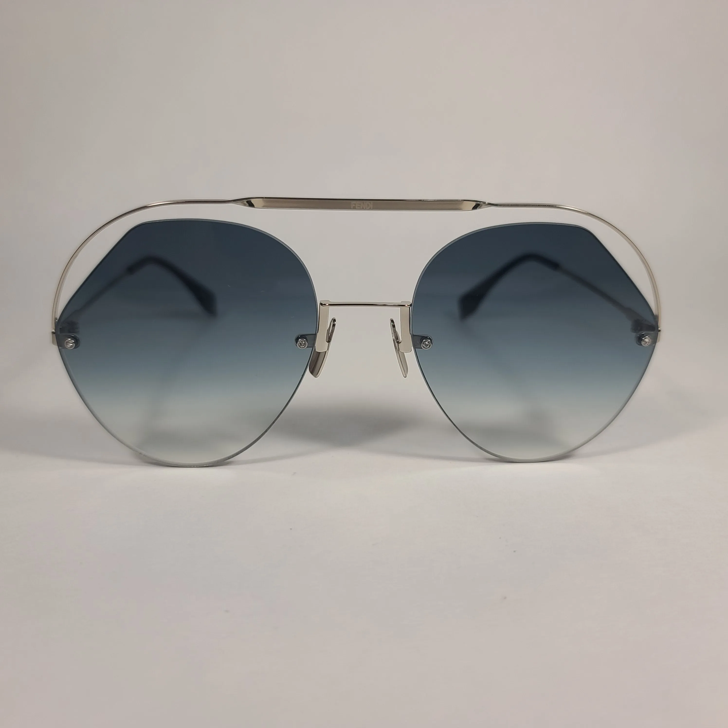 Fendi Exotic Aviator Sunglasses Metal Frame Blue Gradient FF0326/S PJP 08 BLUE