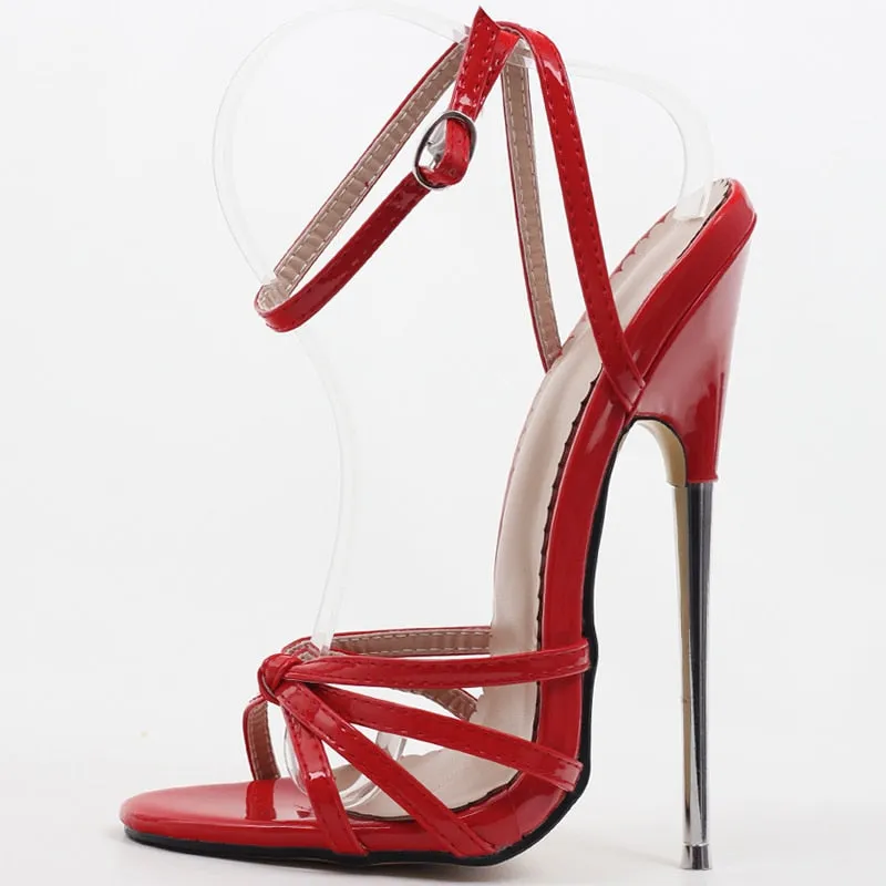 Fetish High Heels Sandals Women Fashion Ankle Strap Pointed Toe Shoes Metal Thin Heels Buckle Strap High-Heeled Unisex Shoes