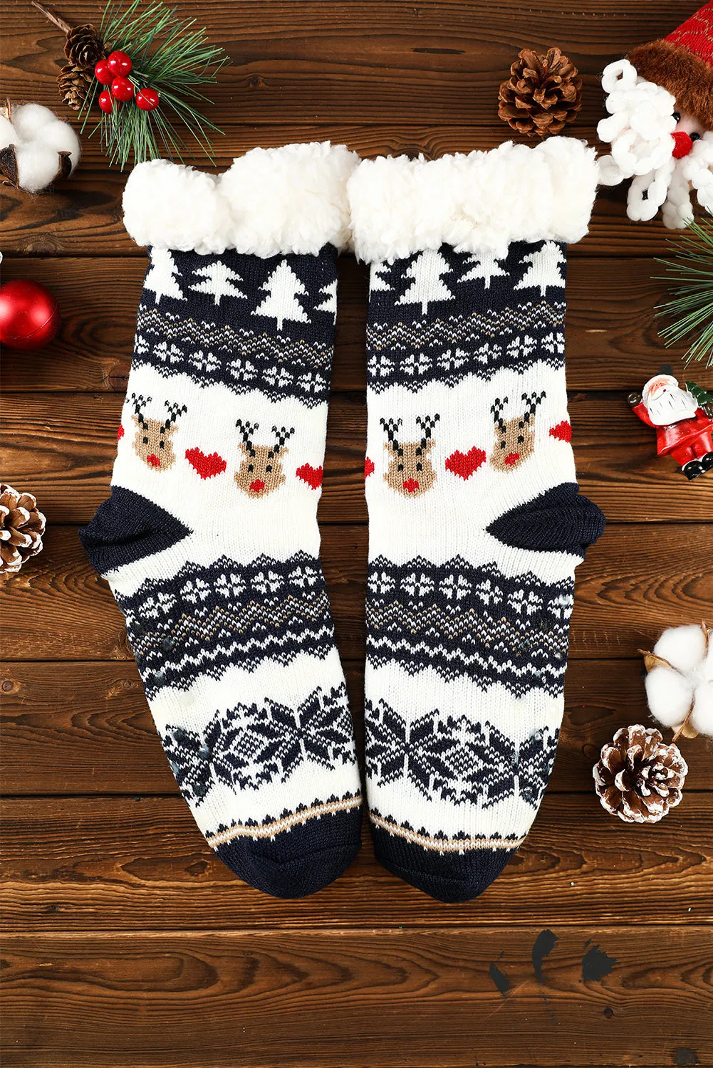 Fiery Red Christmas Flake Thermal Socks