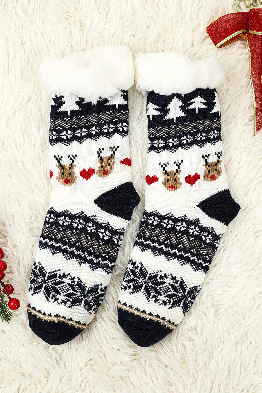 Fiery Red Christmas Flake Thermal Socks