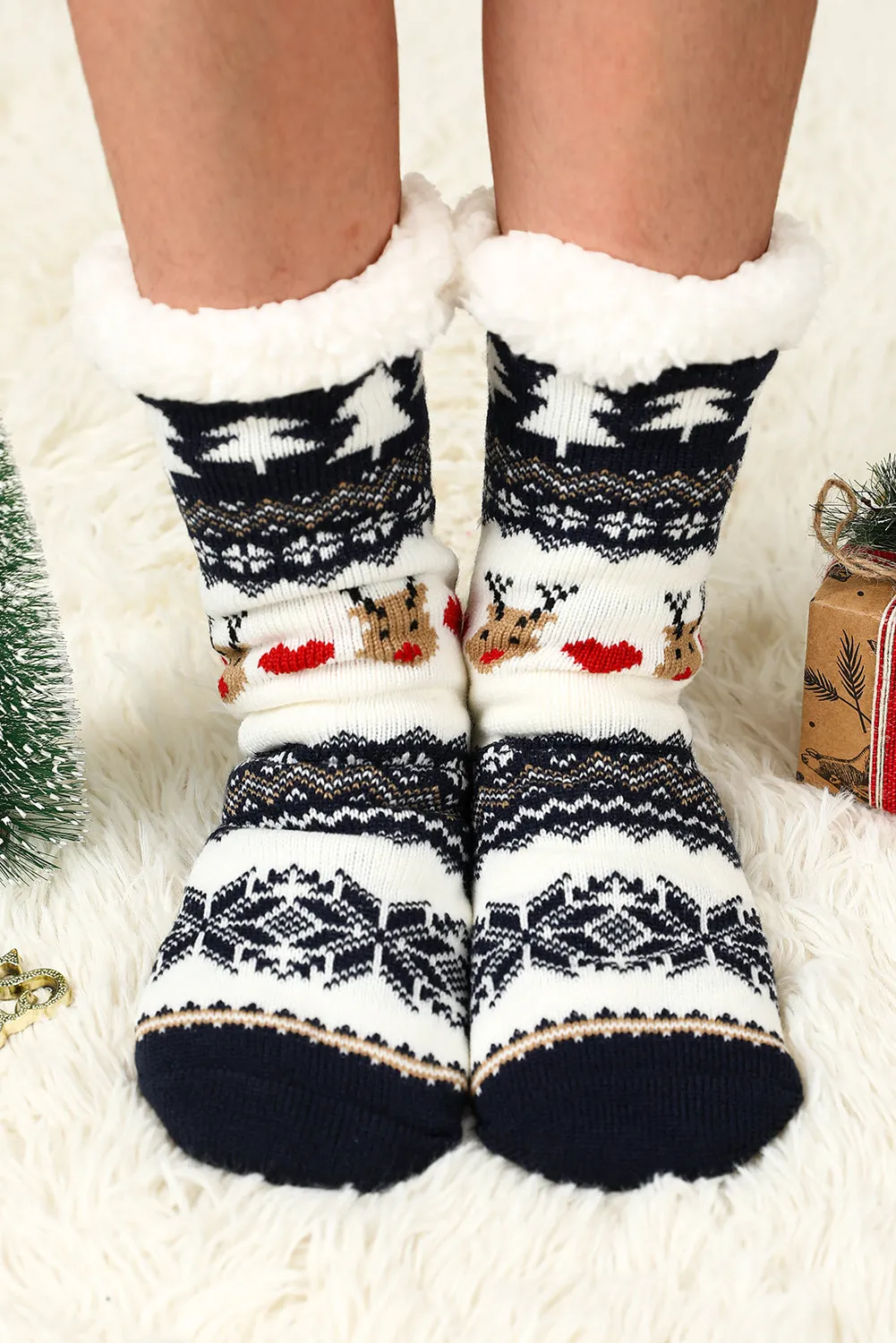 Fiery Red Christmas Flake Thermal Socks