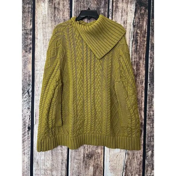 Fiets Voor 2 Anthropologie Cabled Cocoon Sweater Fisherman Poncho Size S/M
