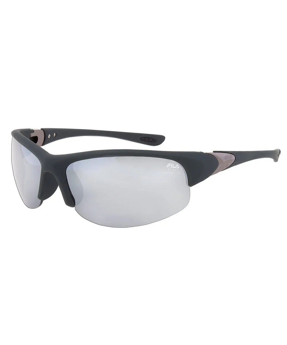 Fila Sport F1033E 035 Wrap Sunglasses | Rubberized Metallic grey Frame | grey Lenses
